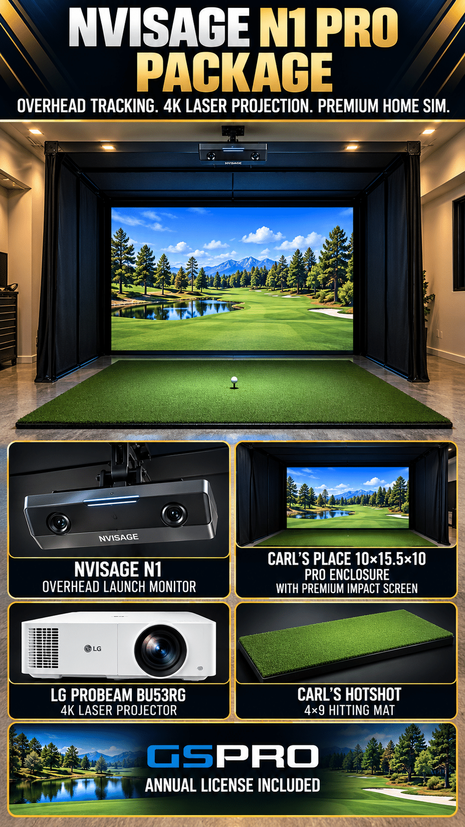 NVISAGE N1 Pro Golf Simulator Package NVISAGE N1 Pro Package - Image 1
