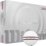 Wilson Duo 2025 golf balls 12-pack box with white ball on white background