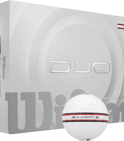 Wilson Duo 2025 golf balls 12-pack box with white ball on white background