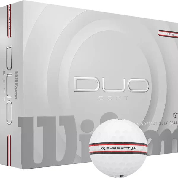 Wilson Duo 2025 golf balls 12-pack box with white ball on white background