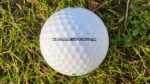 Wilson Staff Model X golf ball on grass with golf course background