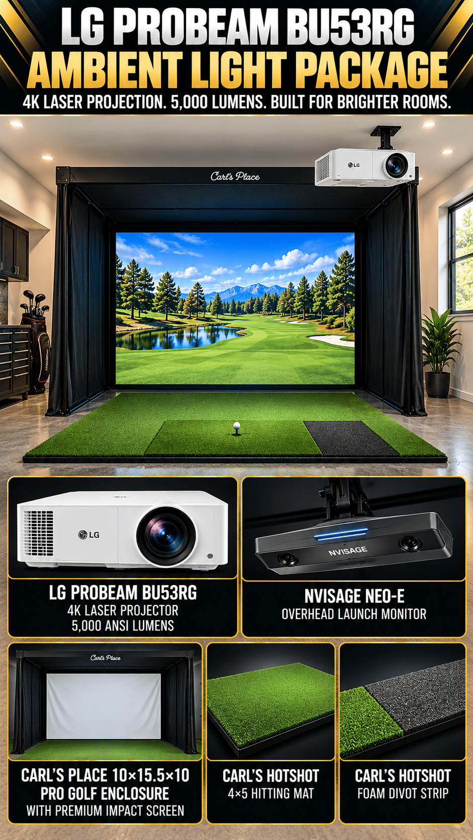 LG ProBeam Ambient Light Golf Simulator LG ProBeam BU53RG Ambient Light Package